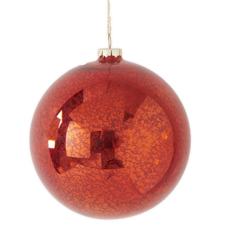 K & K Red Mercury Round Shatterproof Ornament