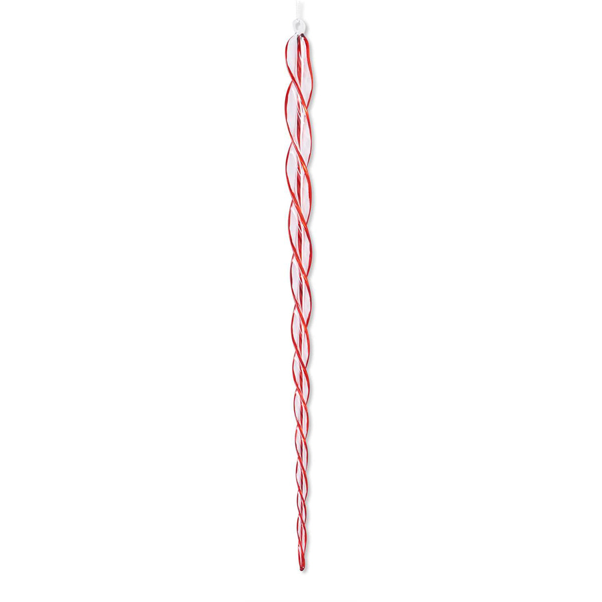 K & K Red and Clear Thin Spiral Icicle Ornament