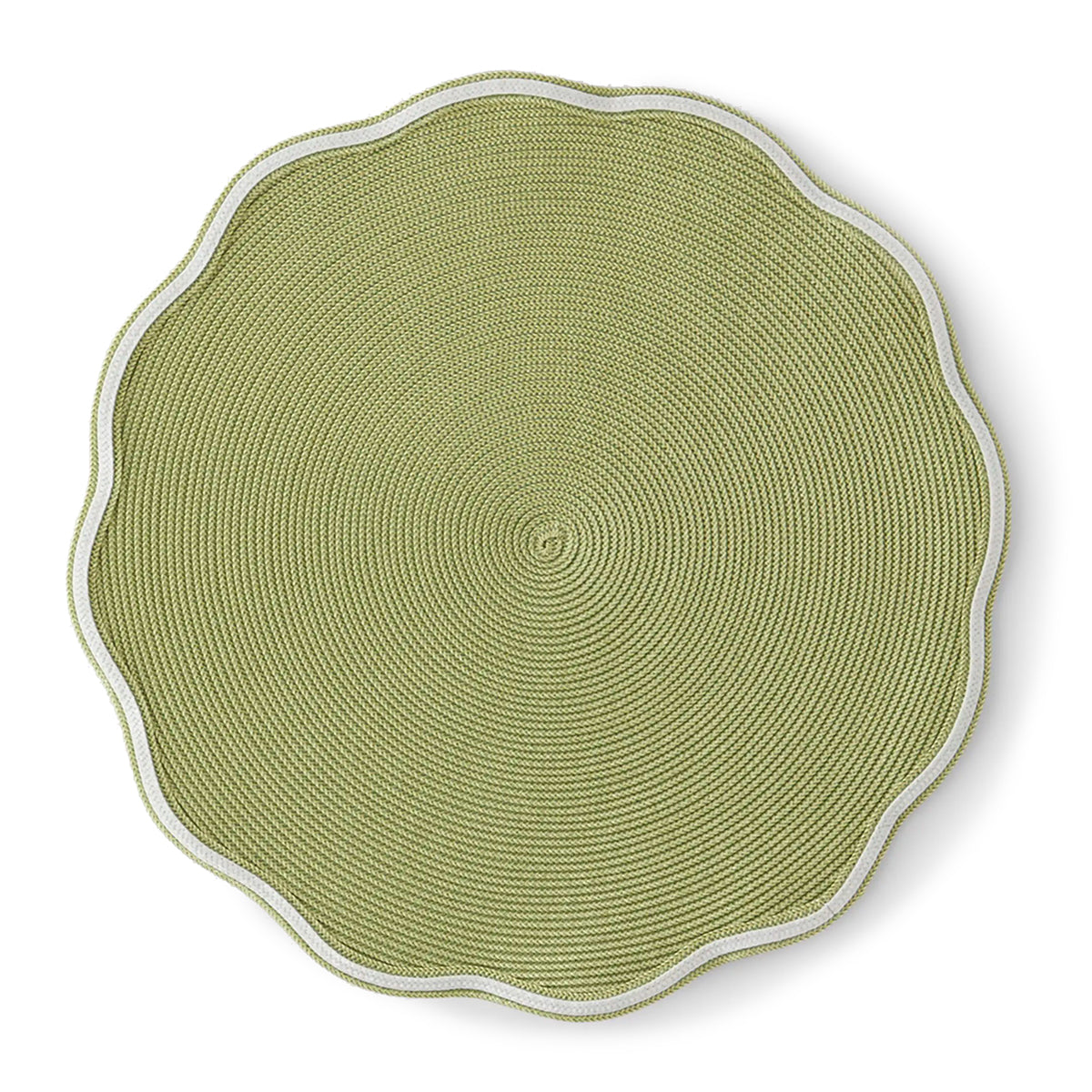 Deborah Rhodes Piped Trim Round Scallop Placemats - Set of 4