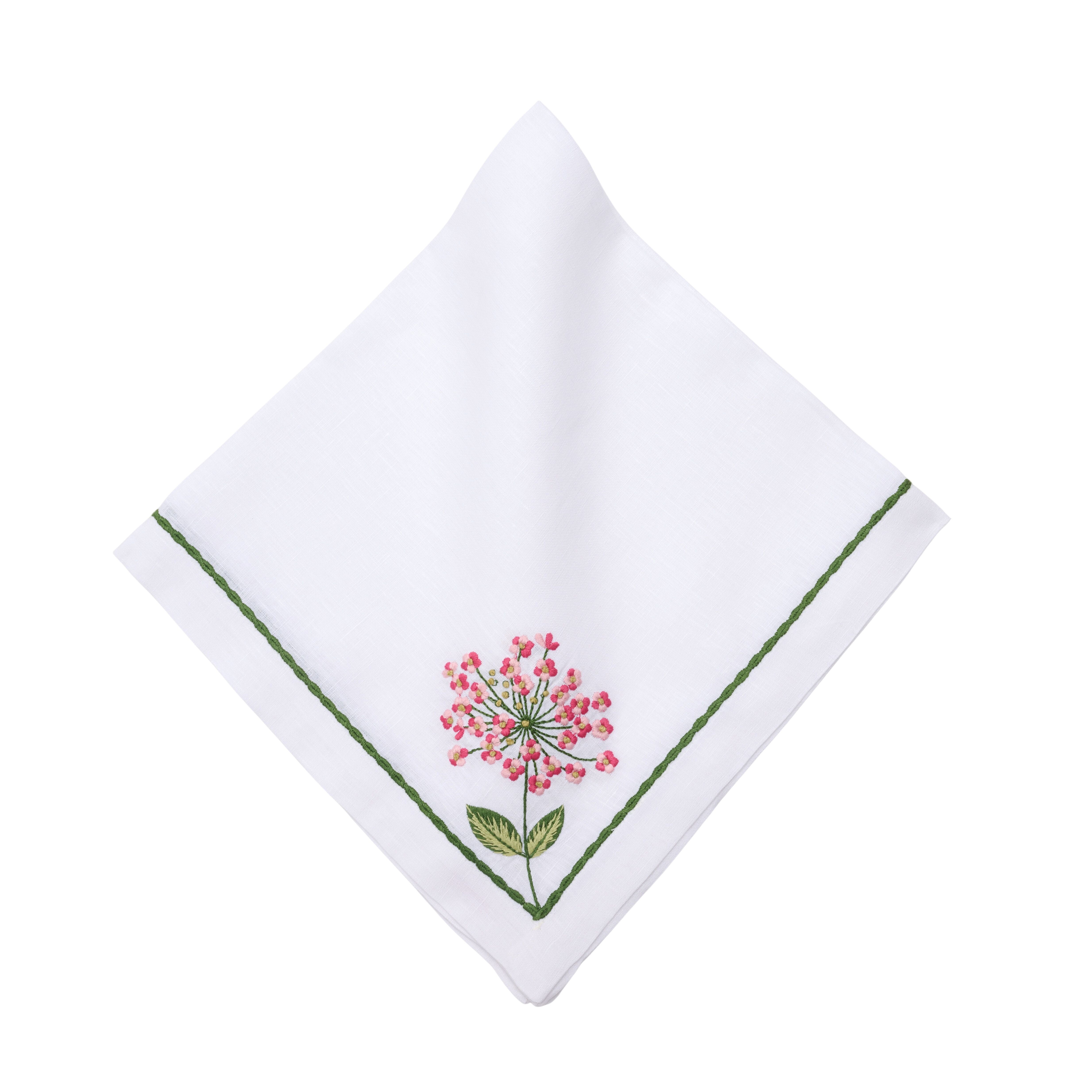 Deborah Rhodes Allium Burst Pink Embroidered Napkin - Set of 4