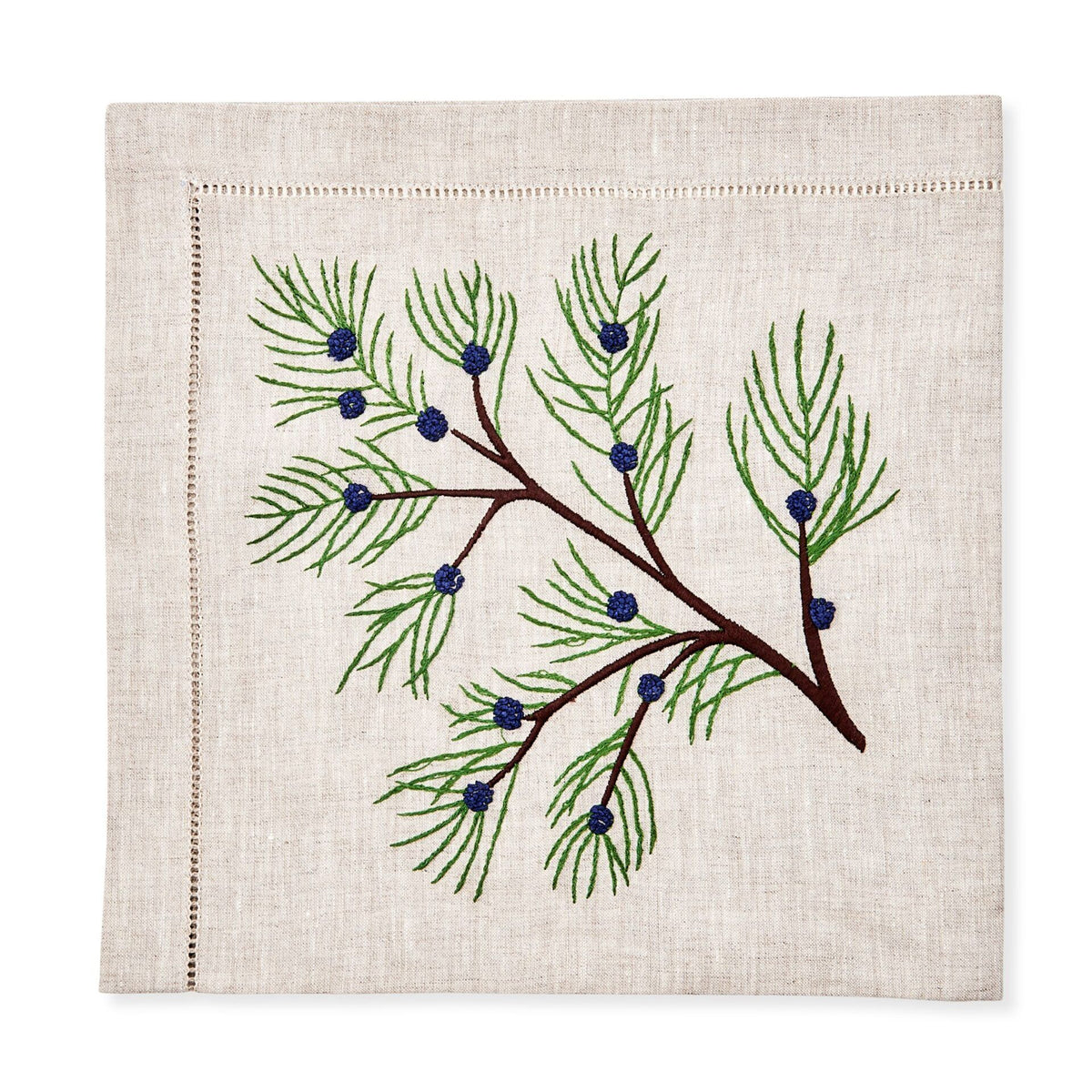 Deborah Rhodes Juniper Berries Flax Embroidered Napkin - Set of 4