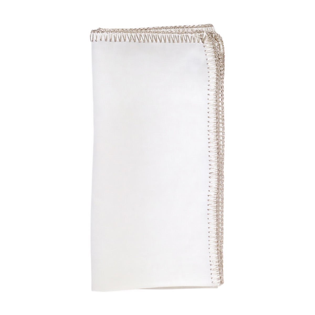 Kim Seybert Napkin Crochet Edge - White, Silver