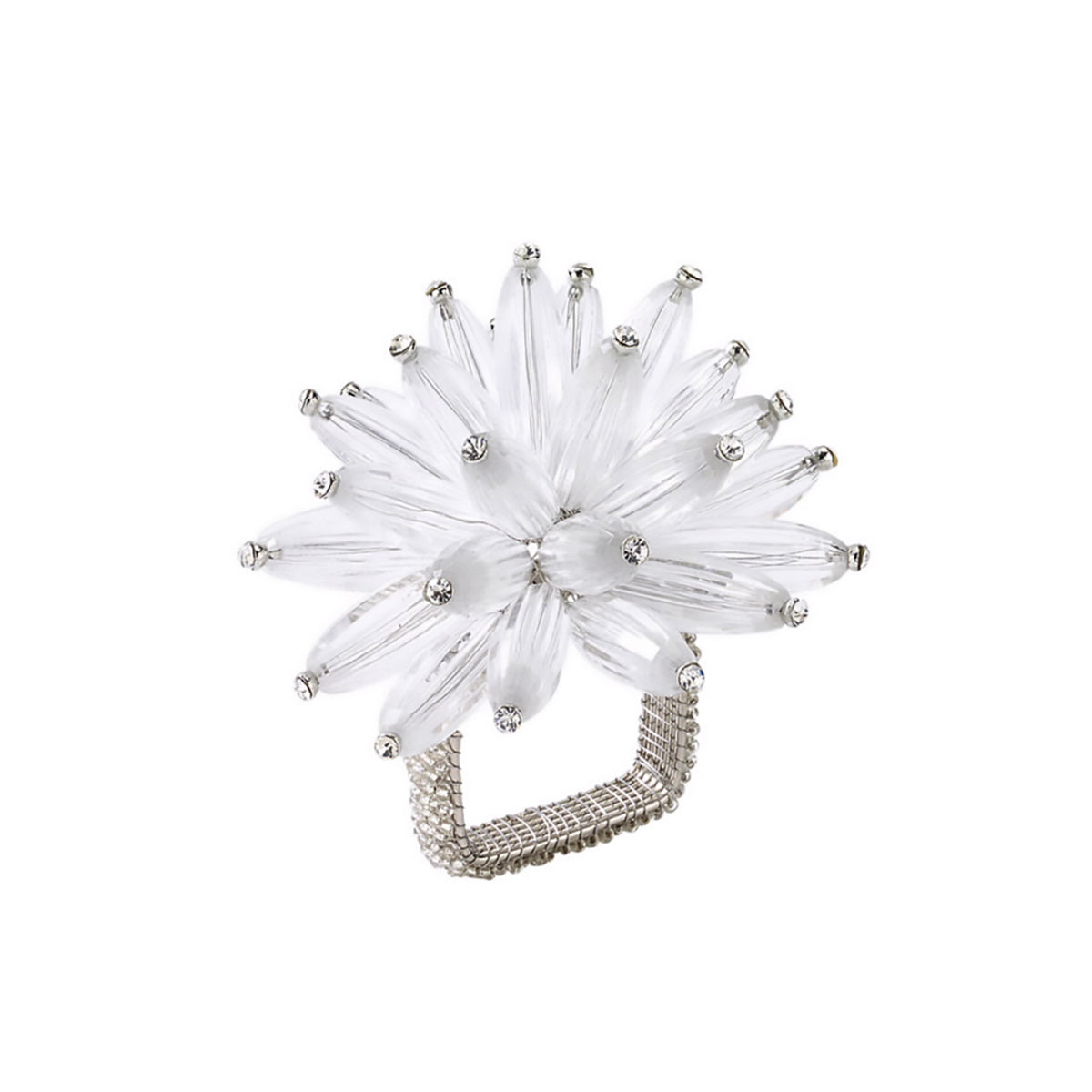 Kim Seybert Napkin Ring Constellation - Silver, Crystal Set of 4