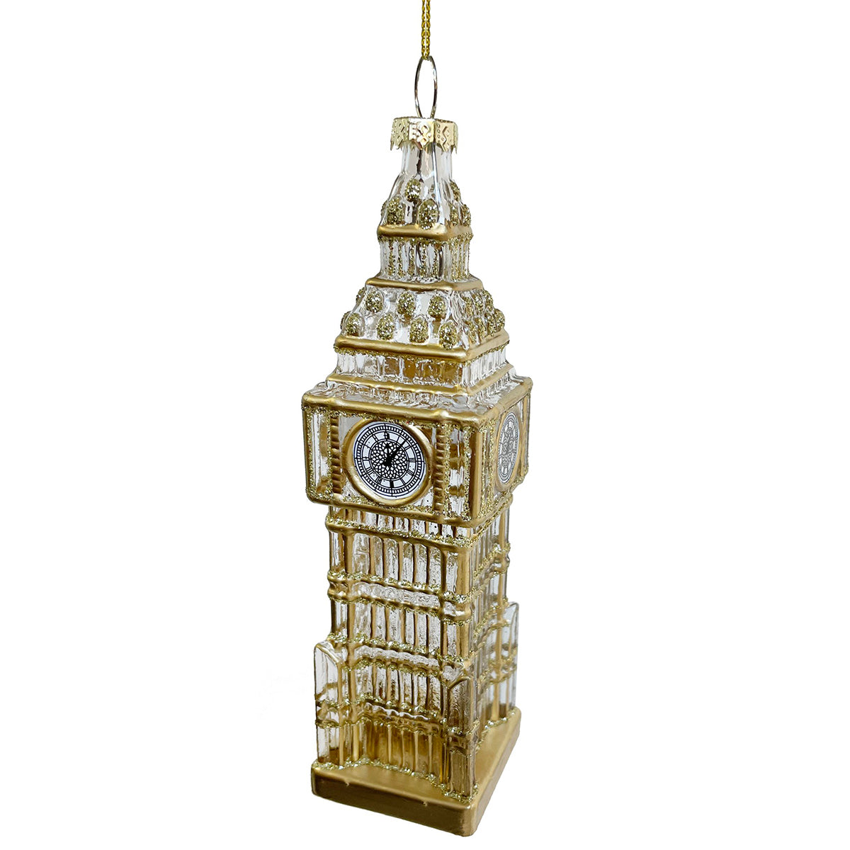 Shishi Glass Big Ben Ornament - Clear Gold