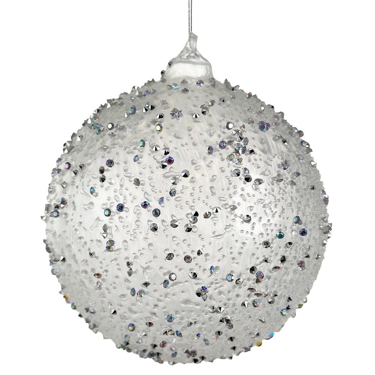 Shishi Iced with Faux Diamonds Glass Ball Ornament