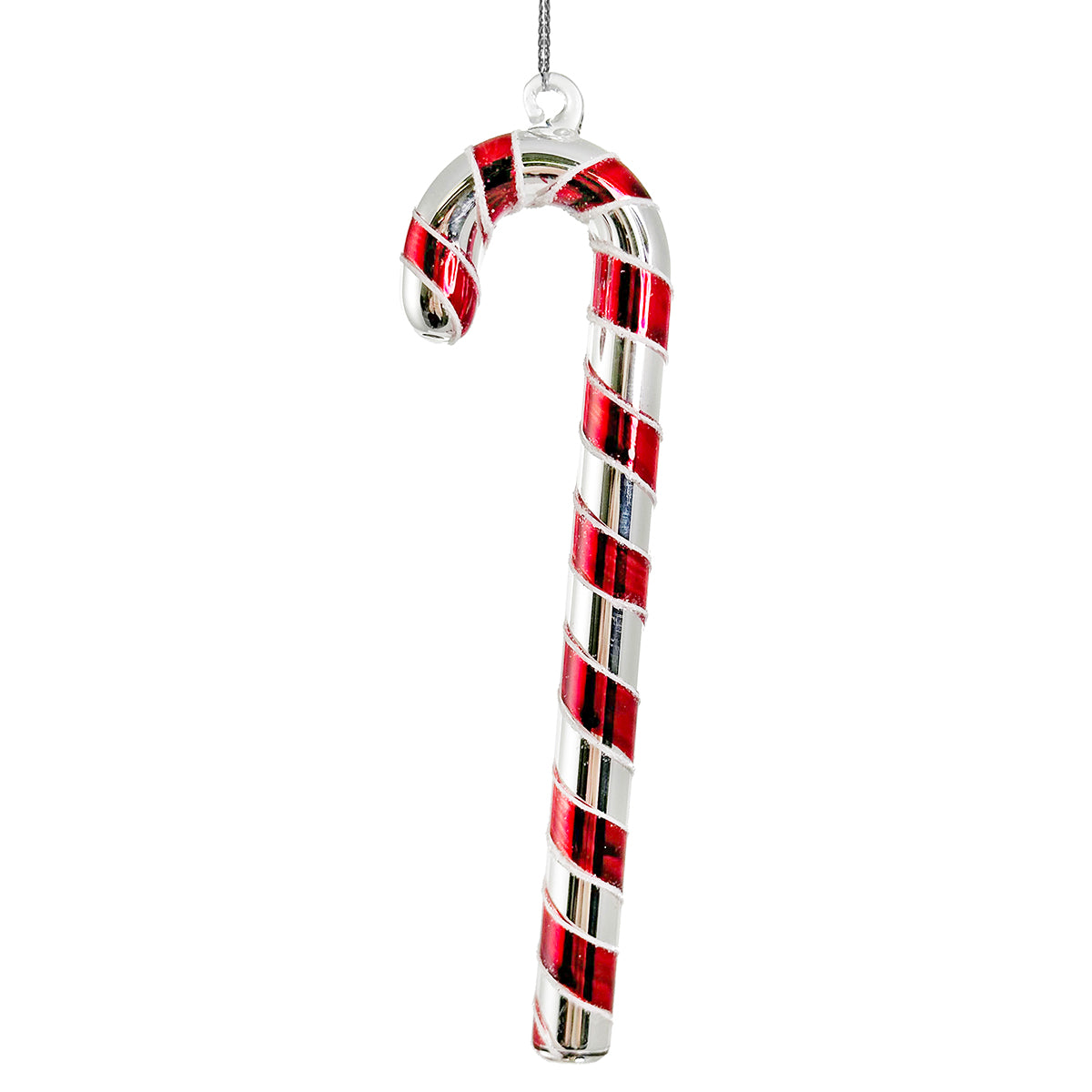 Shishi Glass Frosted Candy Cane Ornament