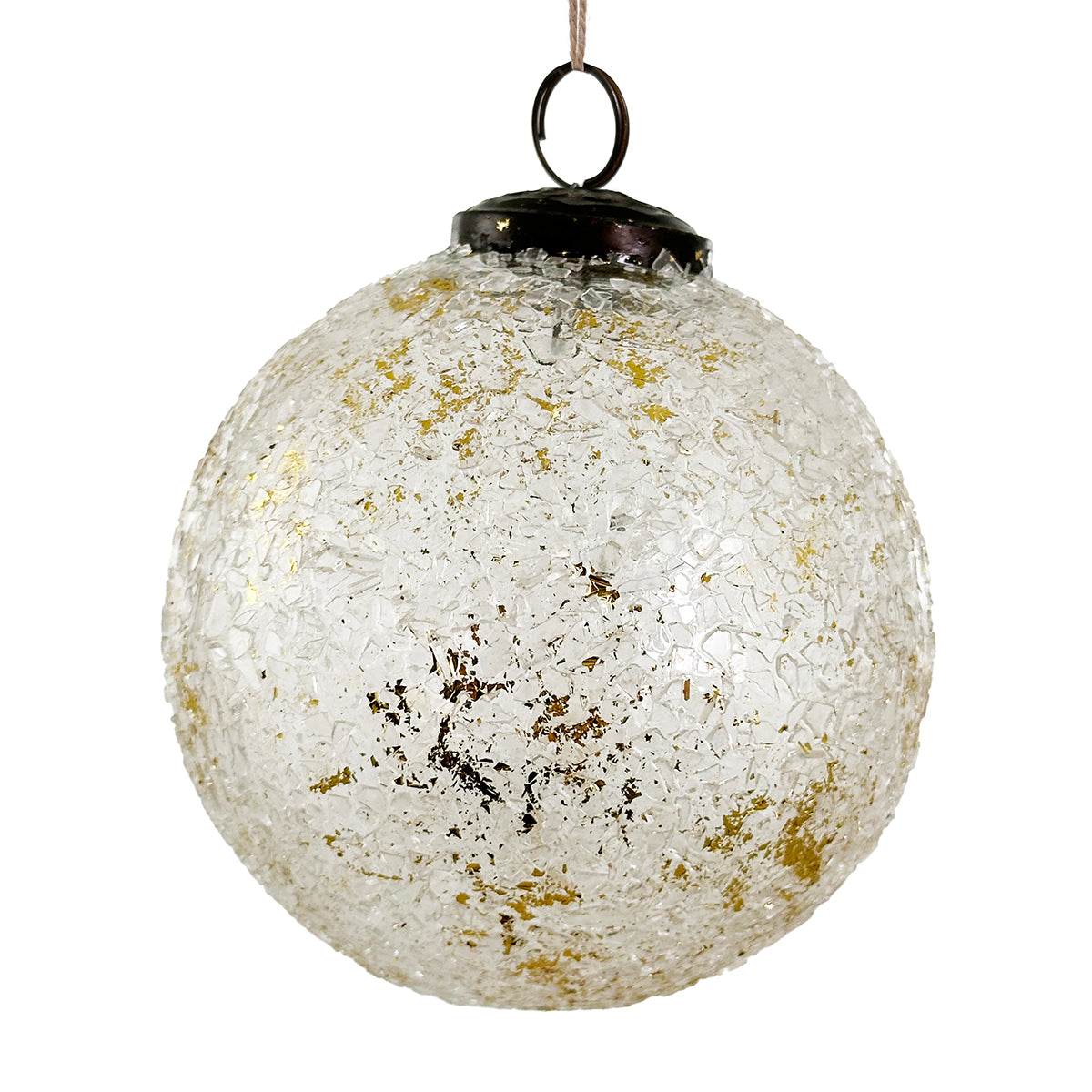 Shishi Glass Ball Ornament clear mosaic with gold leaf