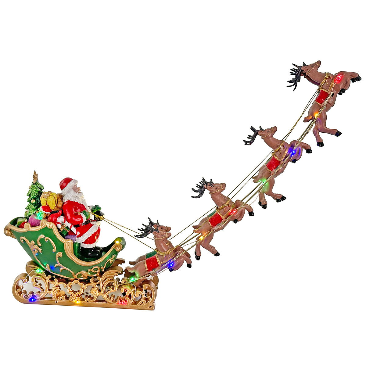 Shishi Sleigh with Santa and Reindeers LED Lights