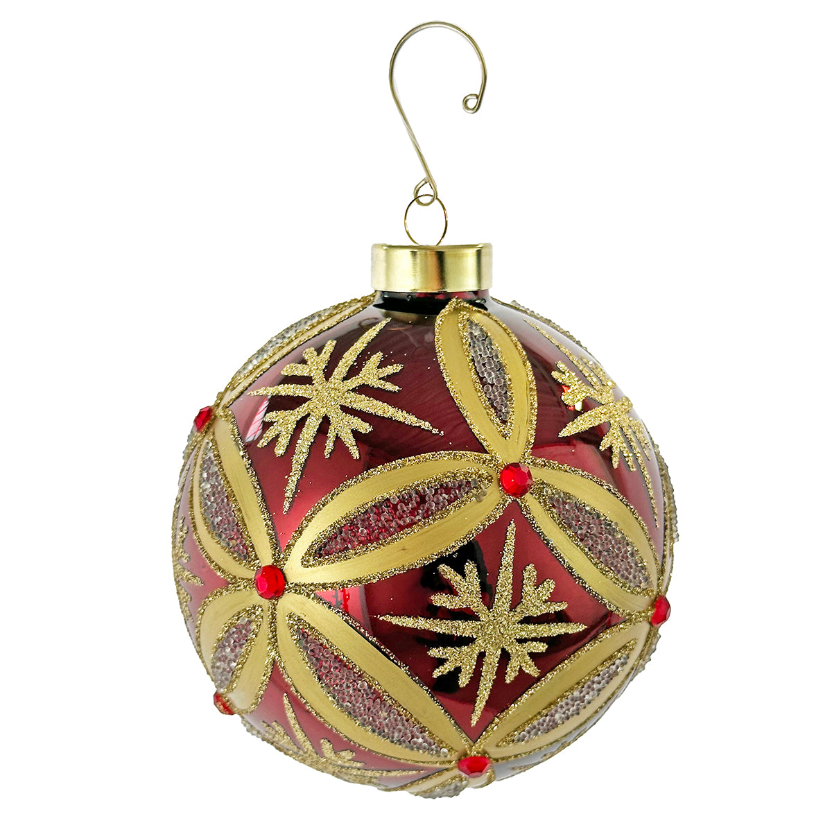 Shishi Glass Ball Ornament shiny burgundy gold deco