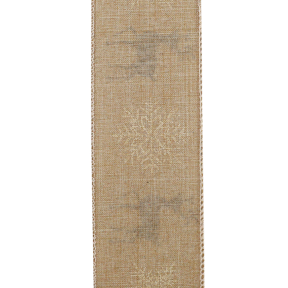 An image of Reliant Ribbon Reindeer Linen Flake Wired Edge - 2.5 in, 10 yd