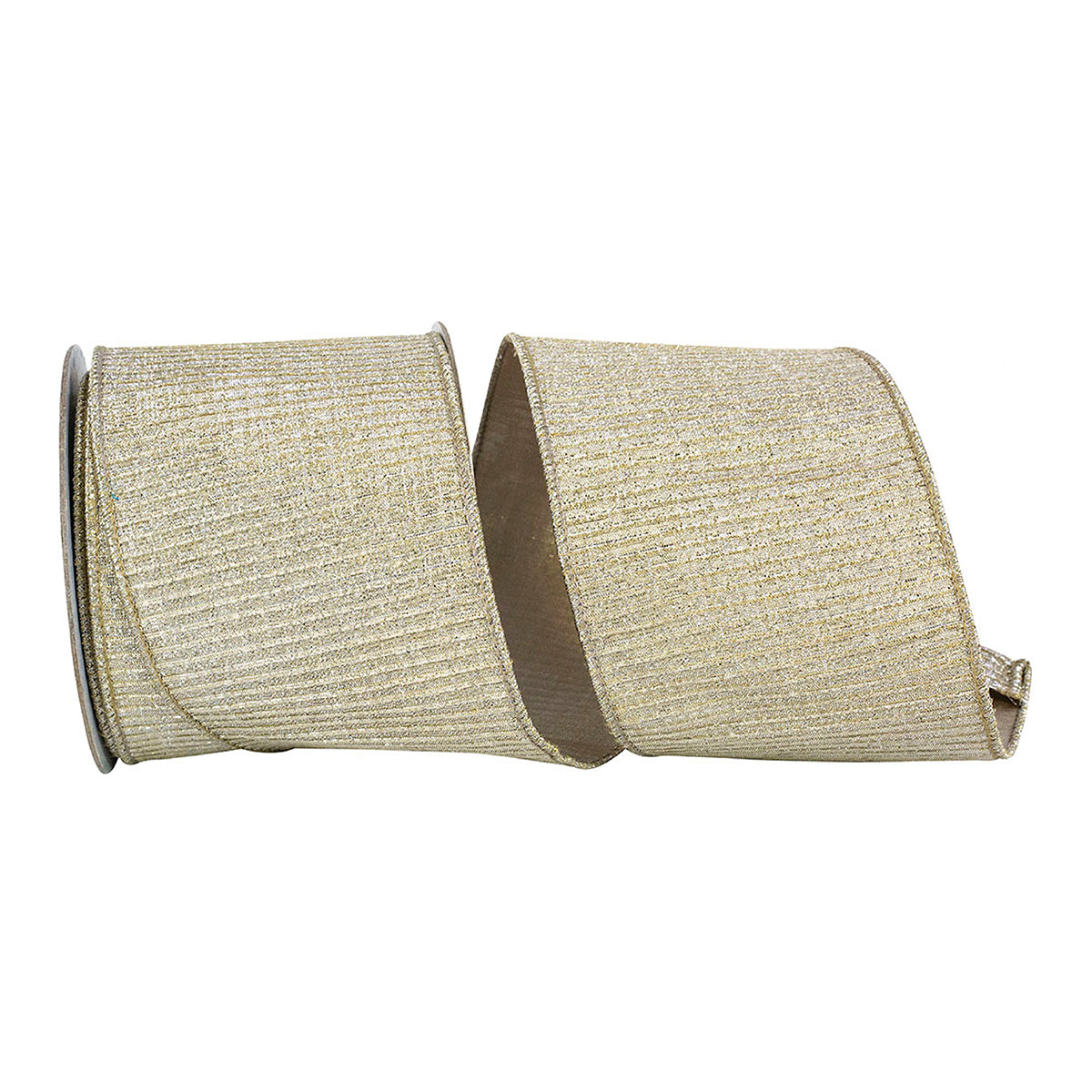 Reliant Ribbon Pleated Metallic Lux Wired Edge, Platinum, 4 Inch, 10 Yards