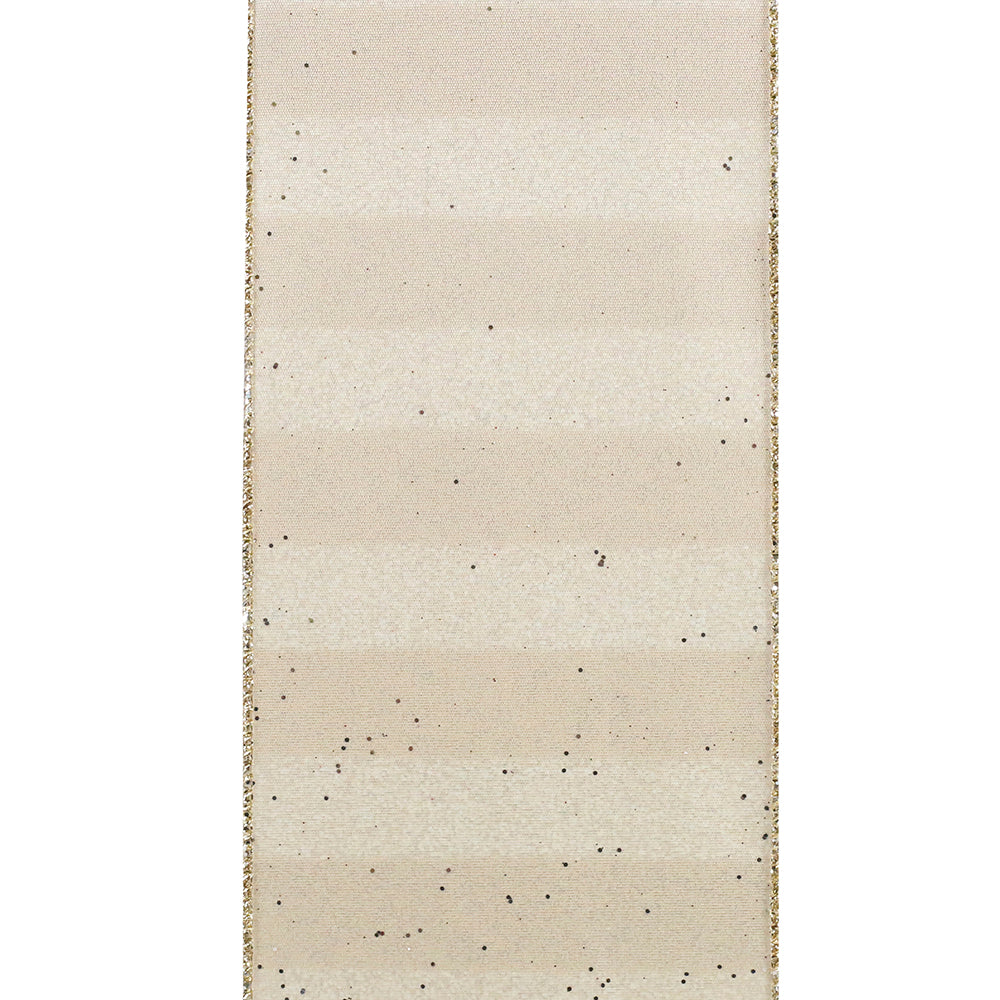 Reliant Ribbon Glitter Gold Bar Duo Wired Edge - 4in, 10 yd