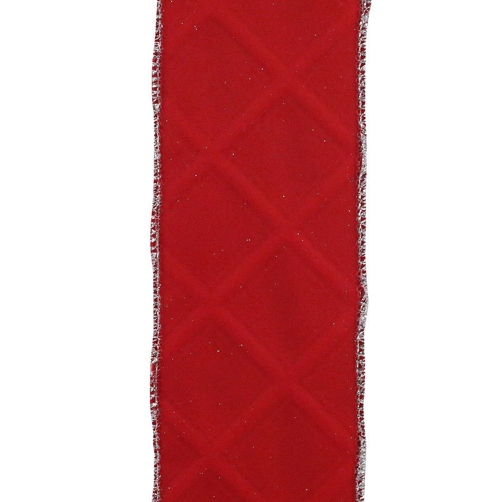 An image of Reliant Ribbon Lattice Glitter Velvet Wired Edge - 2.5in, 10 yd