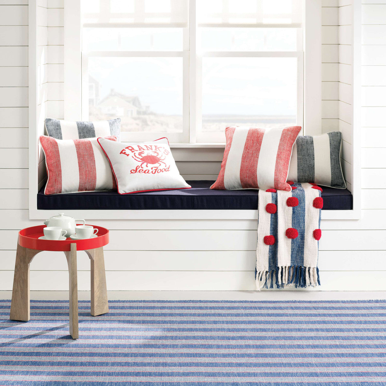 An image of Annie Selke Awning Stripe Decorative Pillow