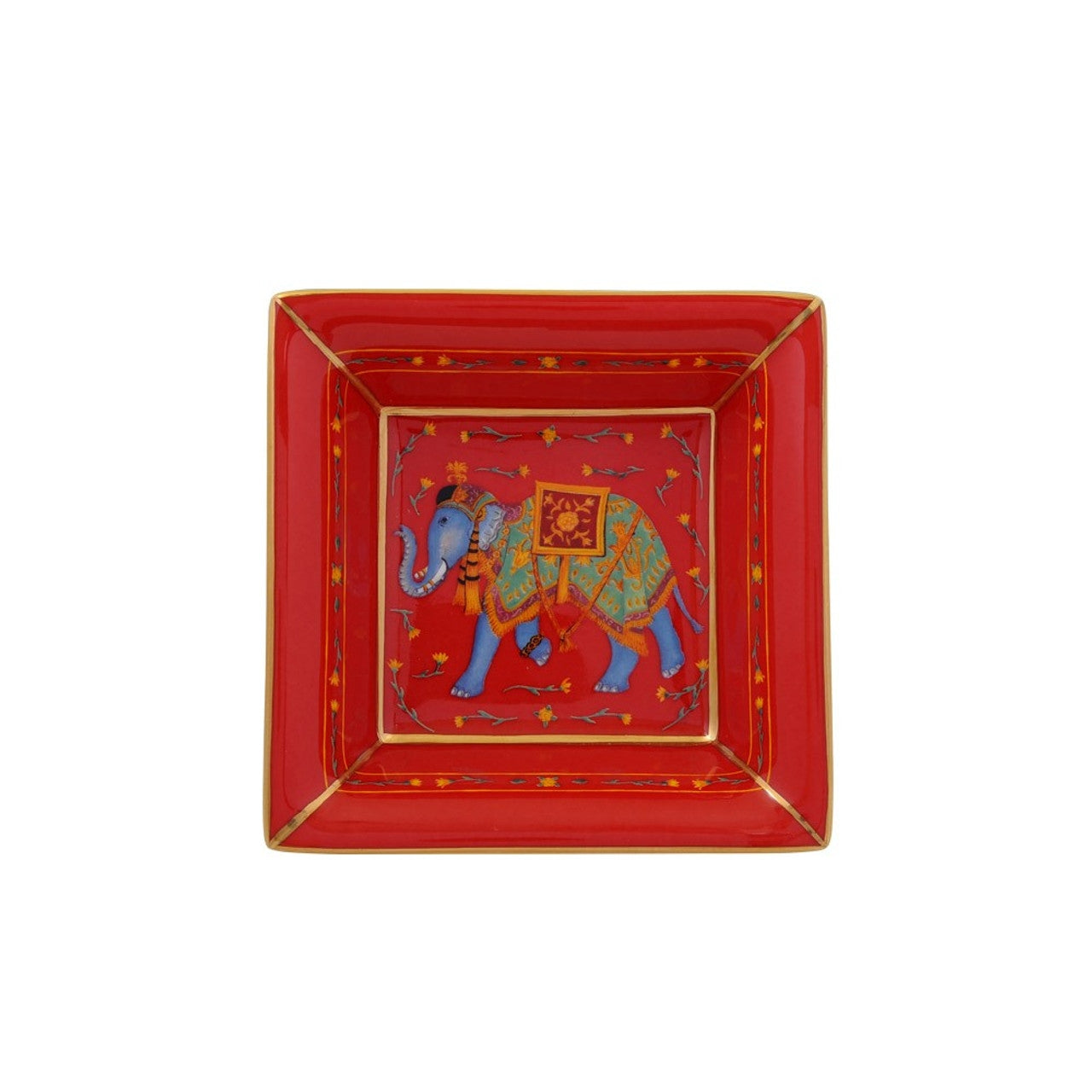 Halcyon Days Red Ceremonial Indian Elephant Trinket Tray