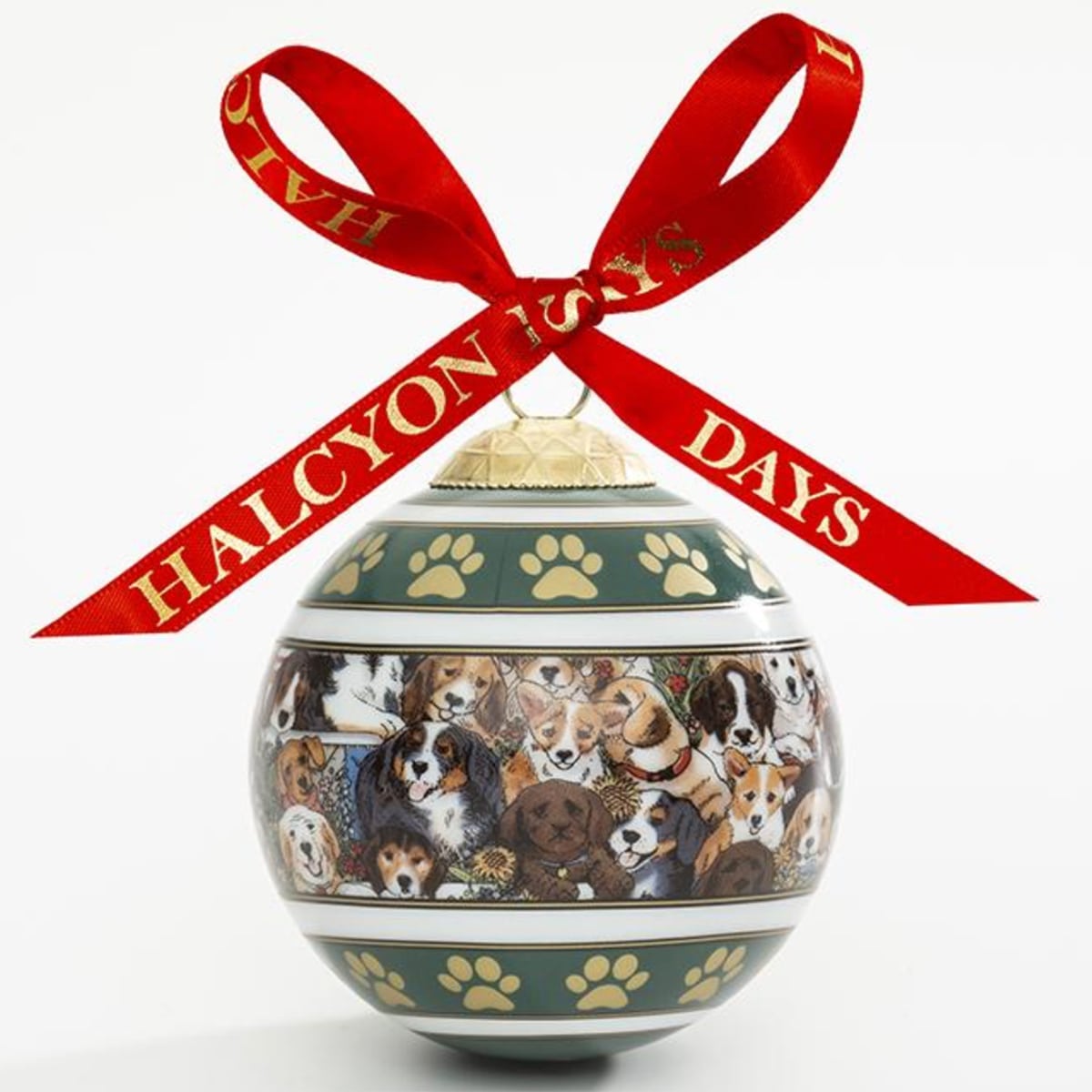 An image of Halcyon Days Dogs Leave Pawprints On Your Heart Bauble