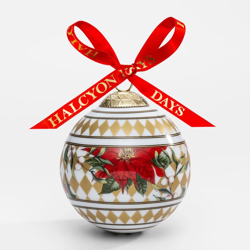 Halcyon Days Parterre Gold with Poinsettia Bauble