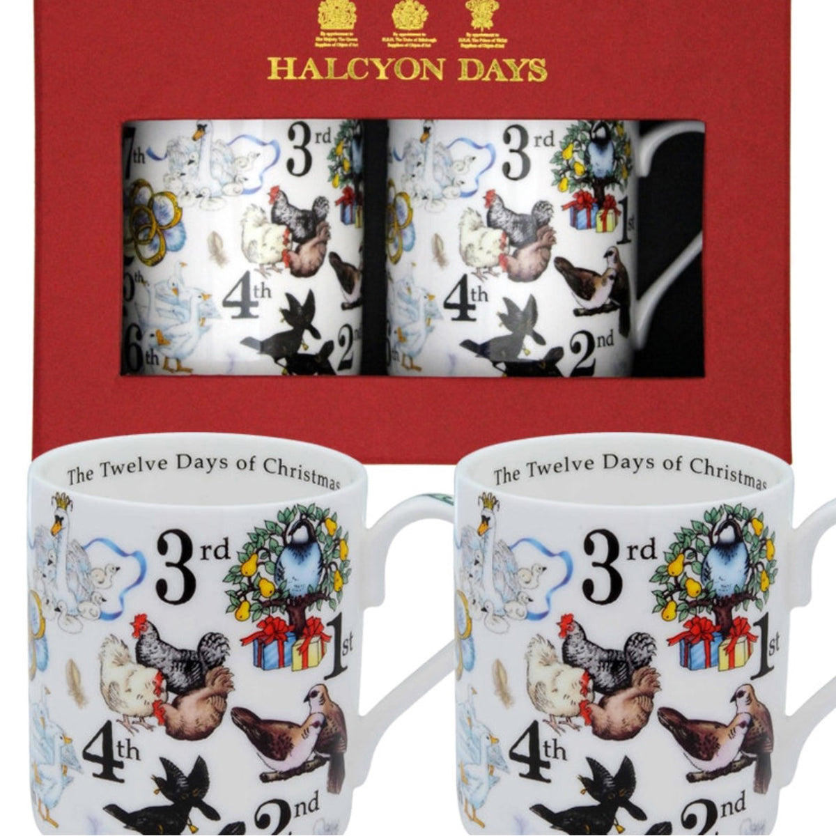 An image of Halcyon Days The Twelve Days of Christmas Mug - Set of 2