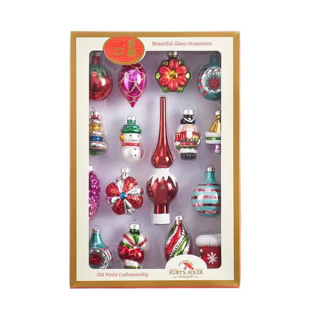 Kurt Adler Early Years Miniature Glass Ornaments - Set of 16