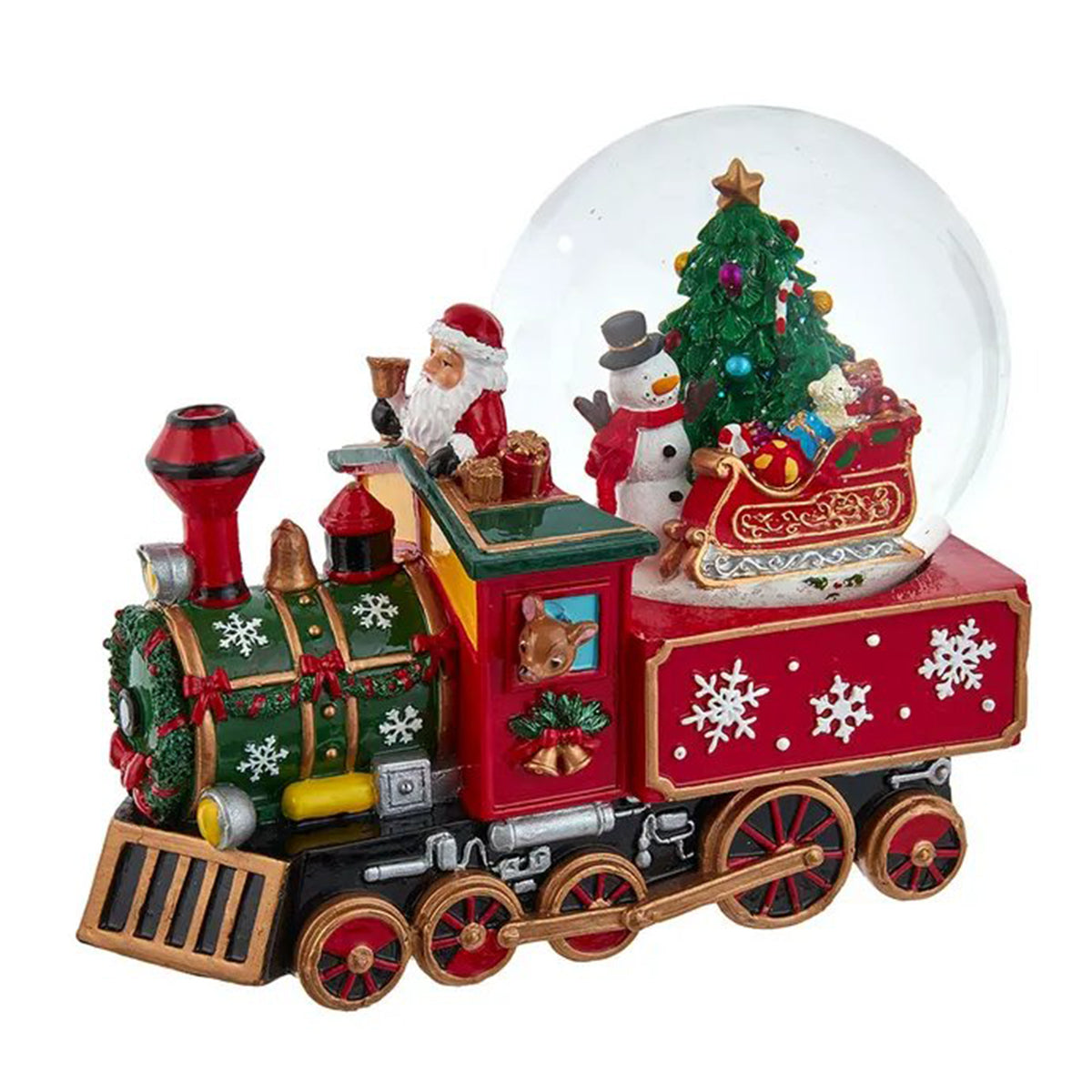 Kurt Adler 4.75" Musical Santa Driving Train Water Globe