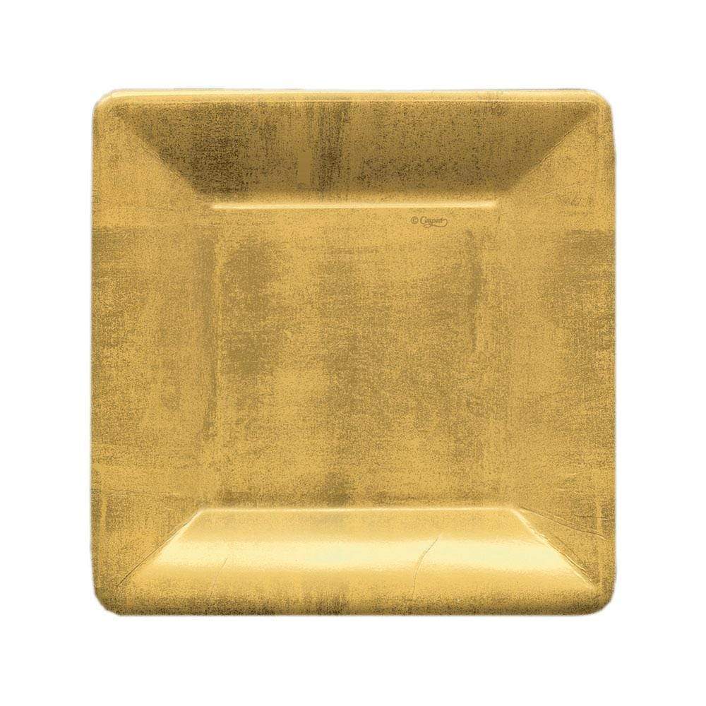 An image of Caspari Leaf Square Salad & Dessert Plate