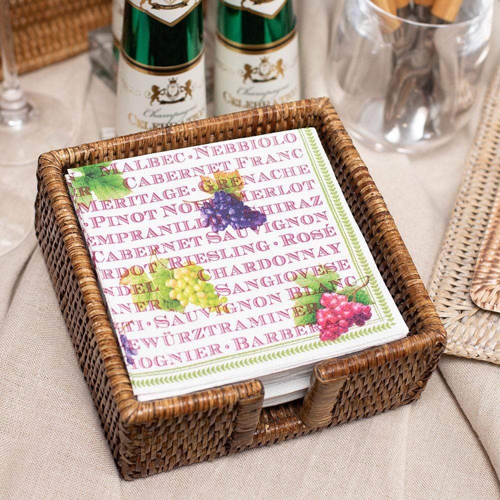 An image of Caspari Rattan Cocktail Napkins Holder