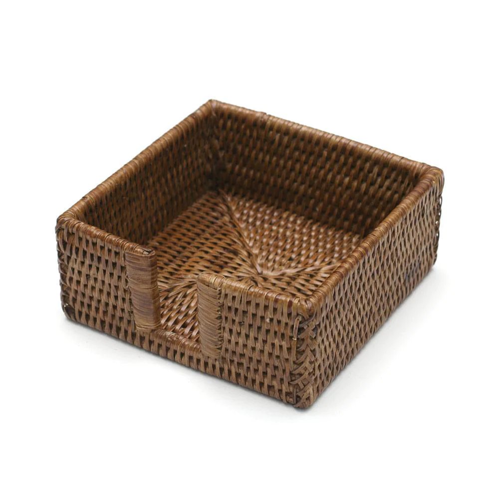 An image of Caspari Rattan Cocktail Napkins Holder