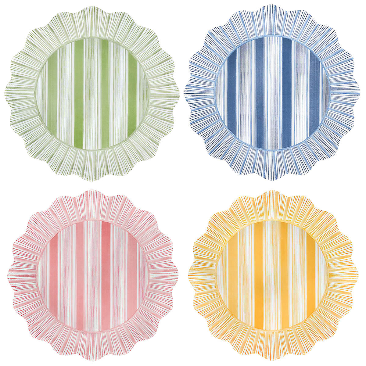 Juliska Cabana Stripe Melamine Dinner Plate Assorted Set of 4 - Multi