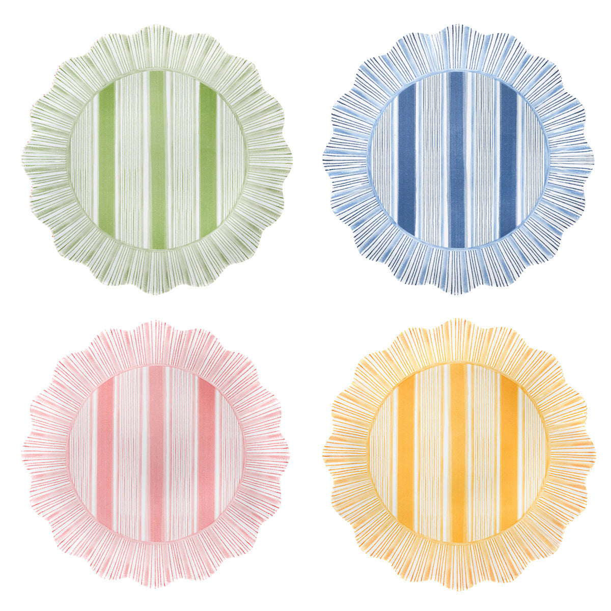 Juliska Cabana Stripe Melamine Dessert / Salad Plate Assorted Set of 4 - Multi