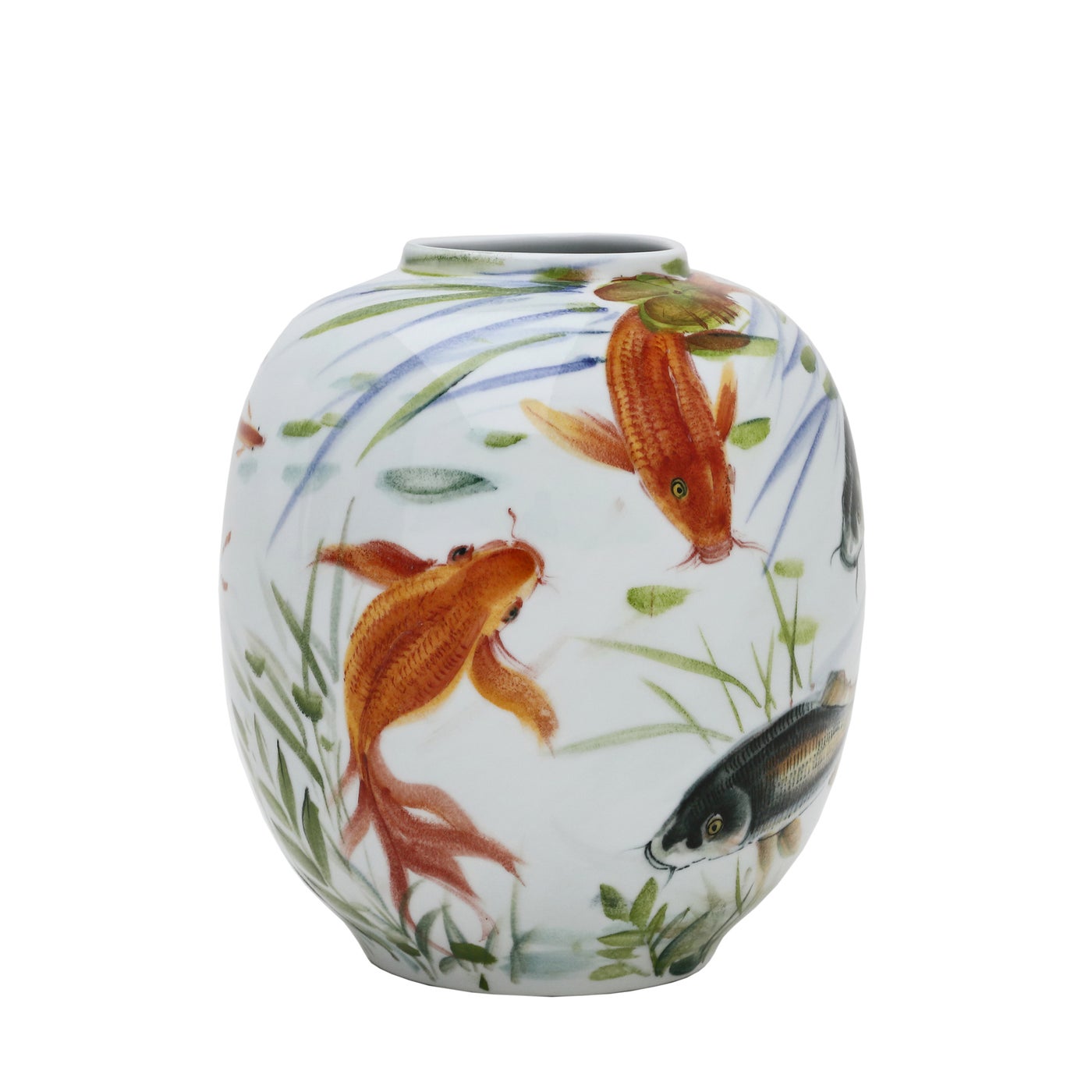 Winward Handpainted Fish Pot 10"W x 12"H