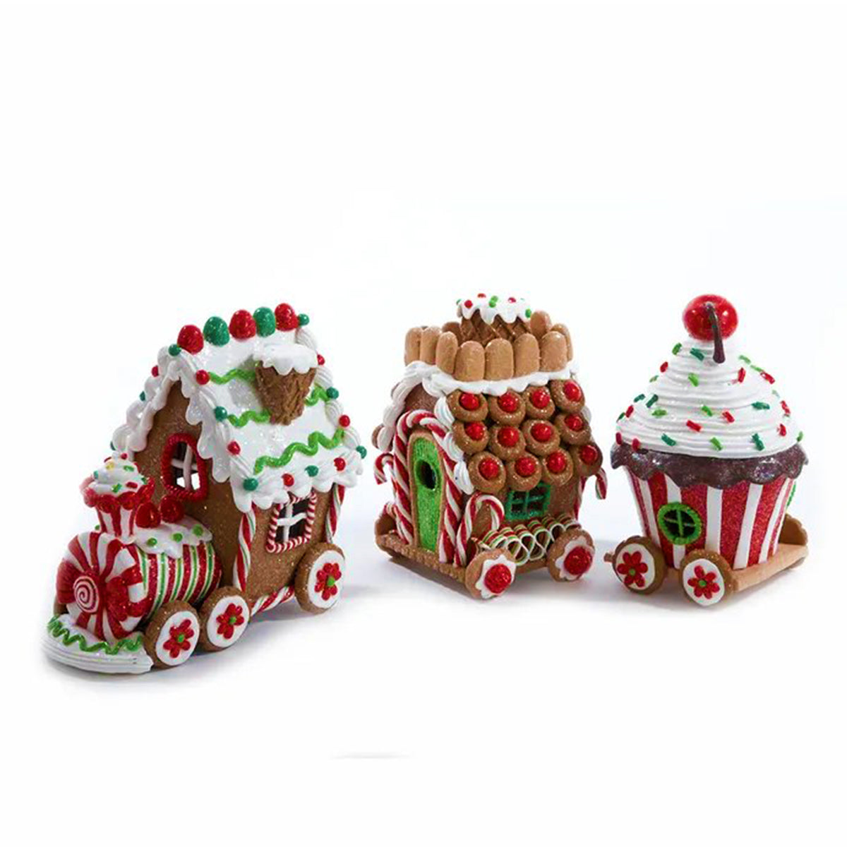 Kurt Adler Battery-Operated LED Claydough Gingerbread Train Set