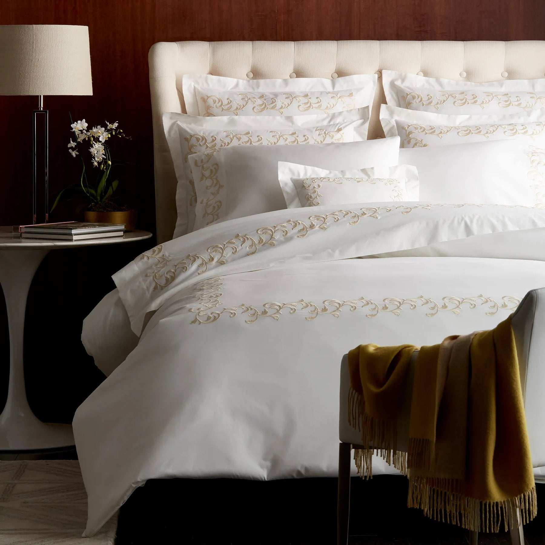 An image of Scandia Home San Remo Embroidered Percale Duvet Cover