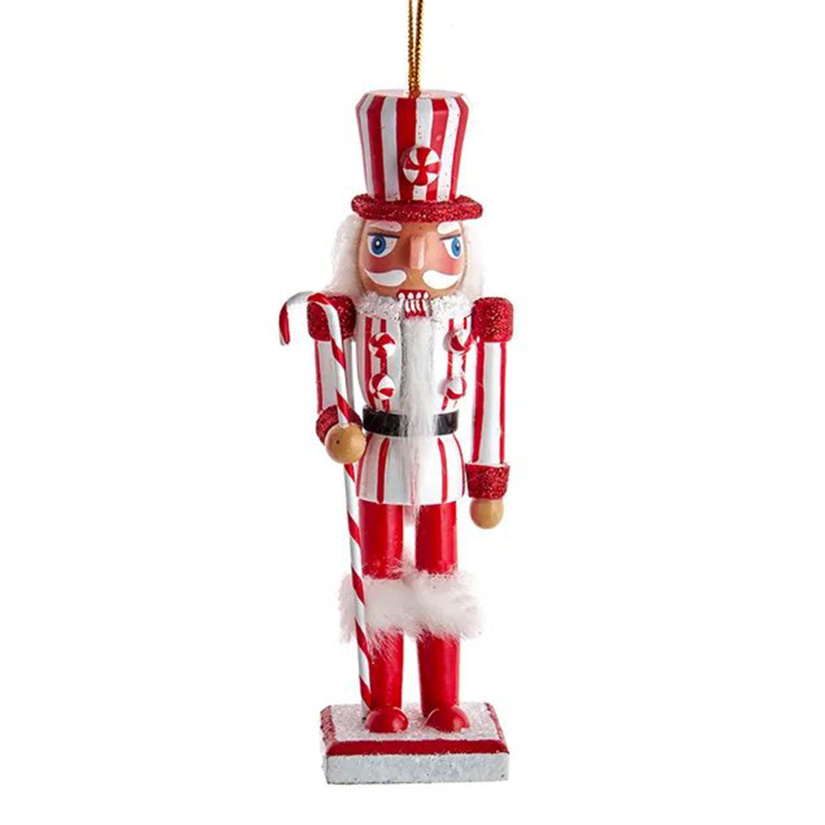 Kurt Adler Peppermint Nutcracker with Stripe Shirt Ornament