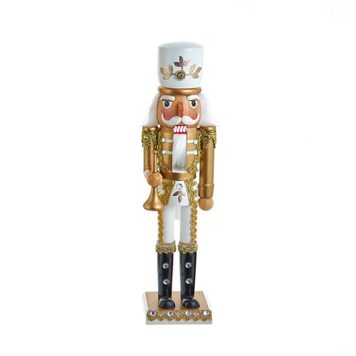 Kurt Adler 15" Gold & White Trumpet Nutcracker
