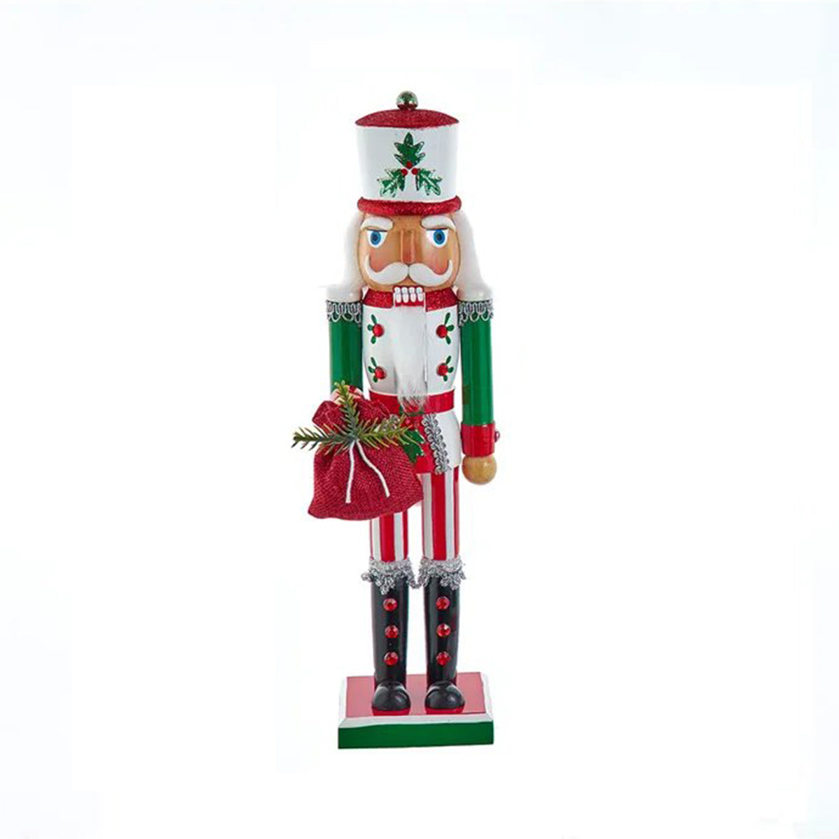 Kurt Adler 15" Jolly Red & Green Satchel Nutcracker