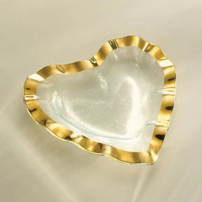 Annieglass Ruffle Heart Bowl with Gold