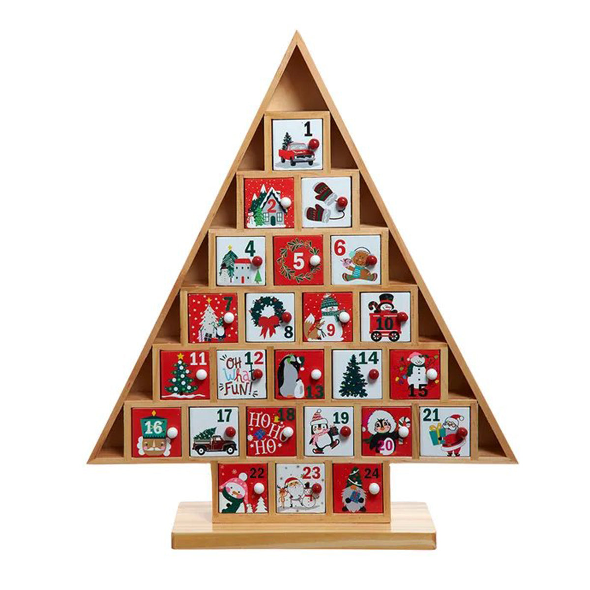 Kurt Adler 1658 15" Wooden Tree Advent Calendar