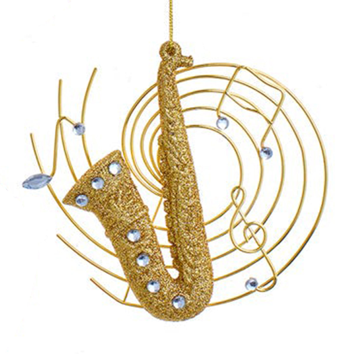 Kurt Adler Gold Glittered Saxophone