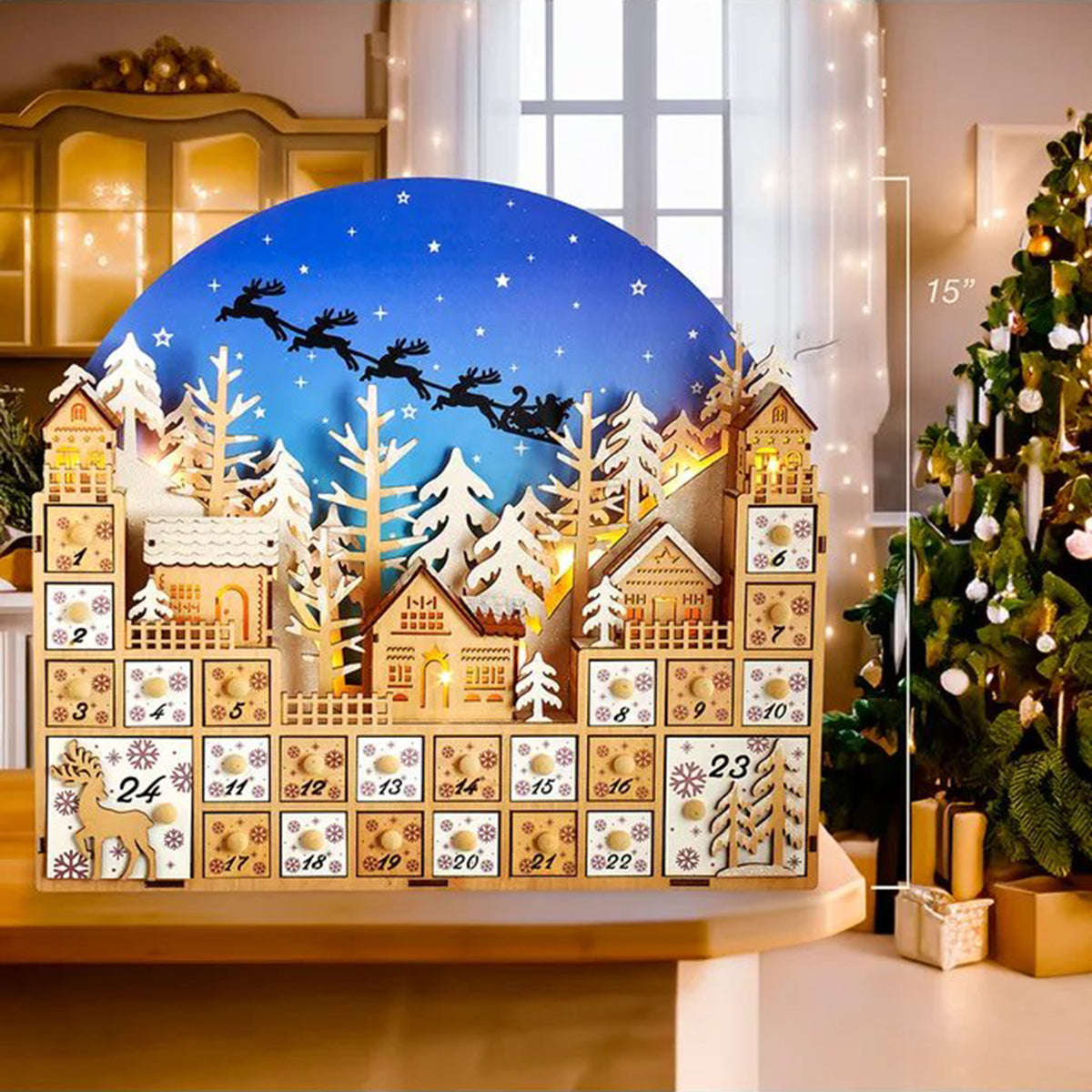 Kurt Alder Battery-Operated  Led Xmas Village with Advent Calendar