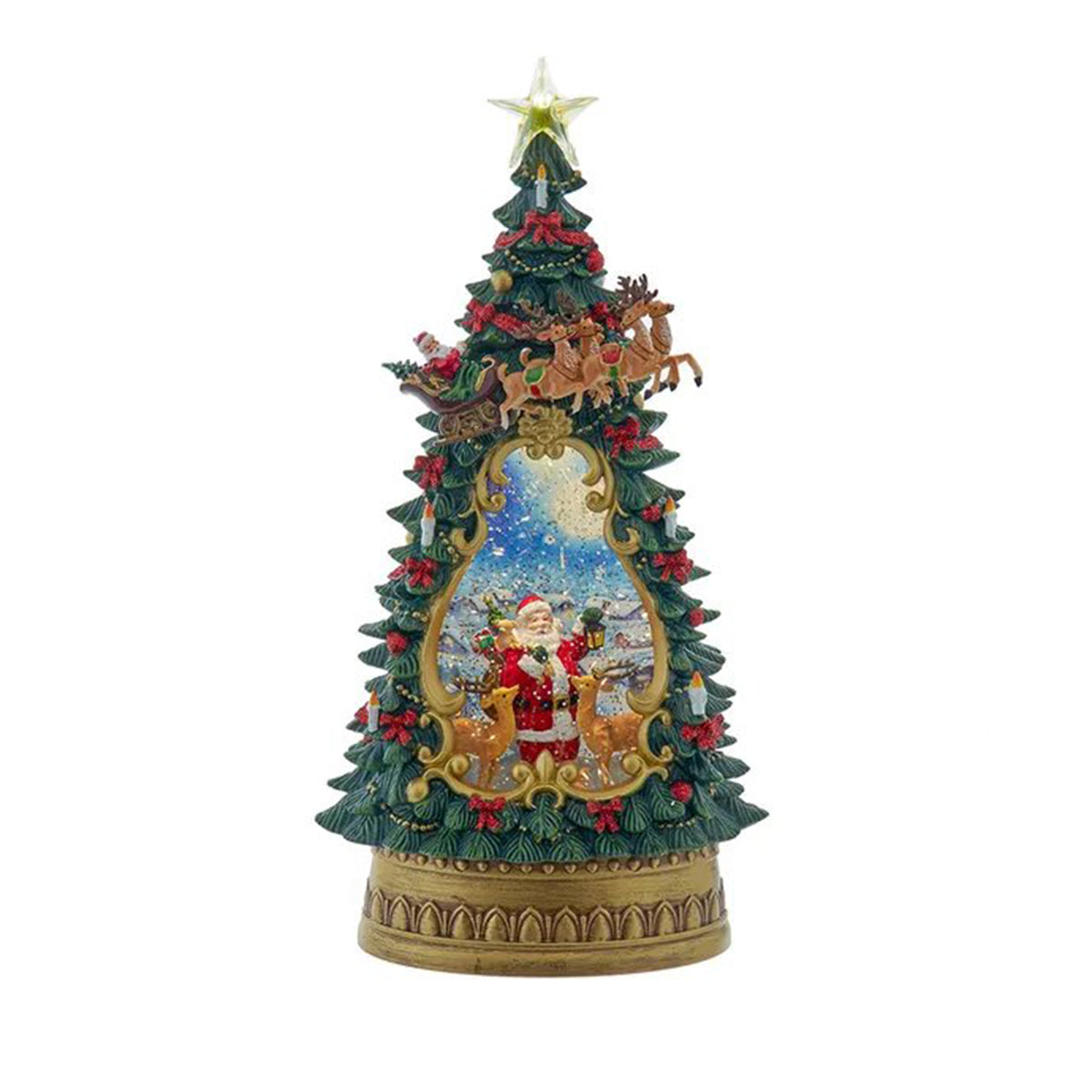 Kurt Adler 13.4" USB LED Santa / Deer Tree Water Globe