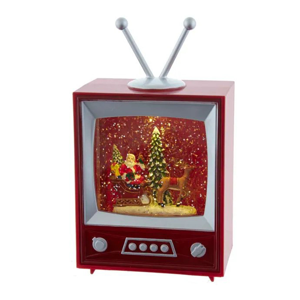 Kurt Adler 8.5"Musical Water TV with Santa & Sleigh