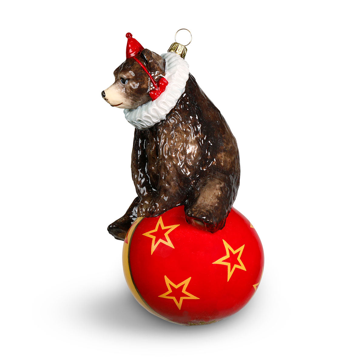 Winter Street Circus Bear on Ball Ornament