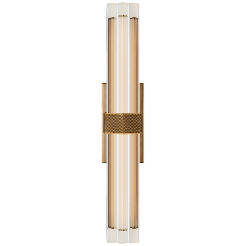An image of Visual Comfort Fascio 24" Sconce Hand-Rubbed Antique Brass with Crystal