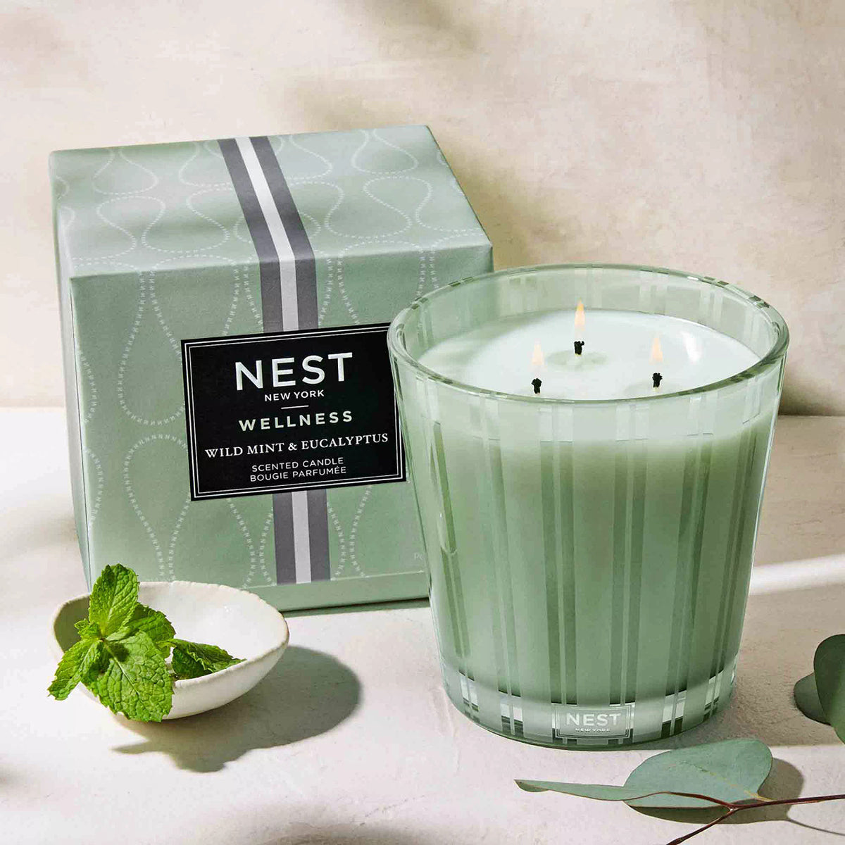 An image of Nest Fragrances Wild Mint & Eucalyptus 3-Wick Candle 21.2 oz
