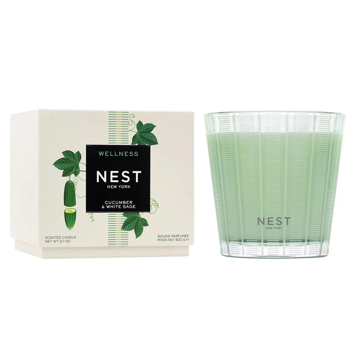 An image of Nest Fragrances Cucumber and White Sage 3-Wick Candle 21.2 oz
