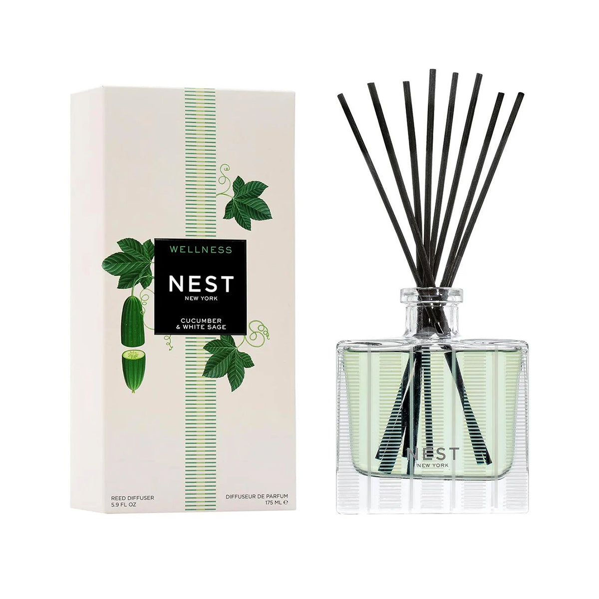 An image of Nest Fragrances Cucumber and White Sage Reed Diffuser 5.9 fl.oz