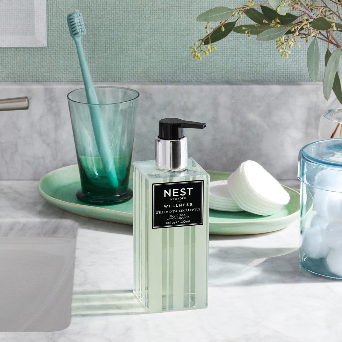 An image of Nest Fragrances Wild Mint & Eucalyptus Liquid Soap 10 fl oz