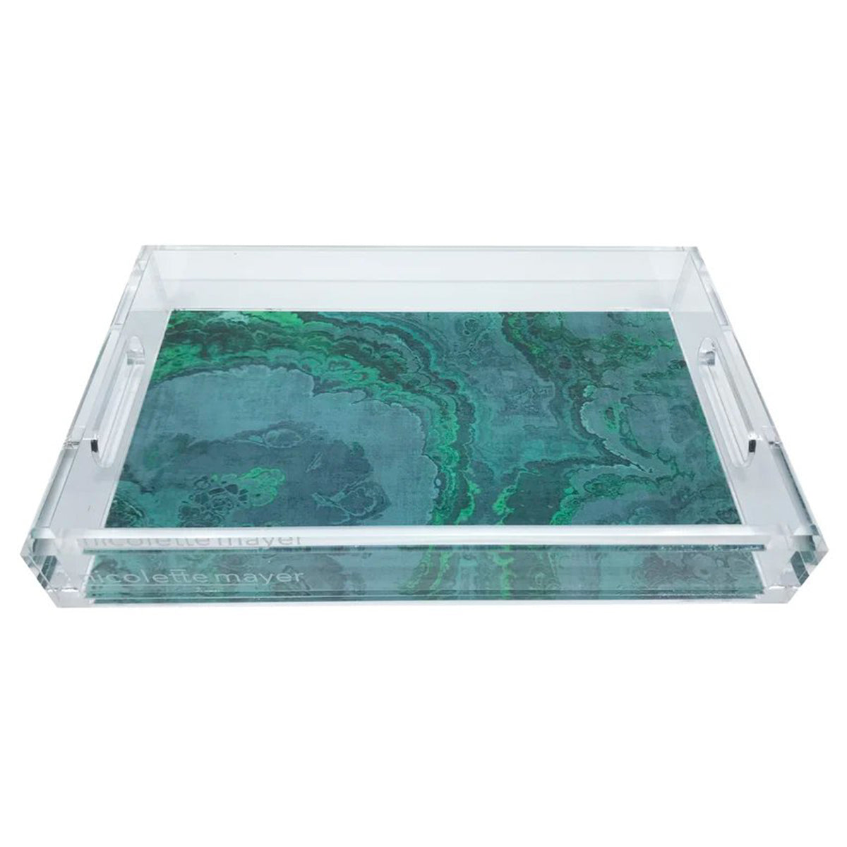 An image of Nicolette Mayer Agate Malachite Acrylic Vanity Tray