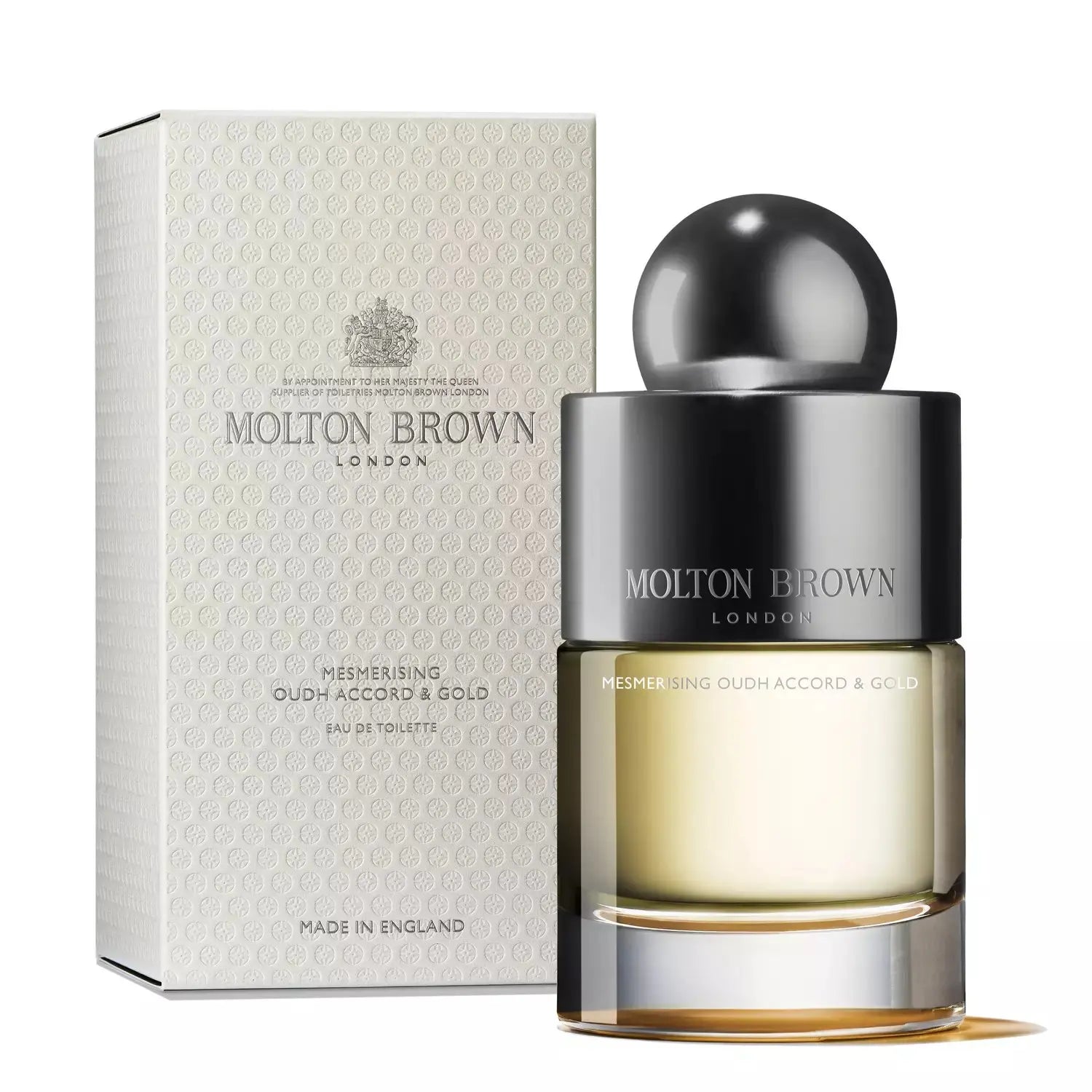 Molton Brown Mesmerizing Oudh Accord and Gold Eau de Toilette with packaging box