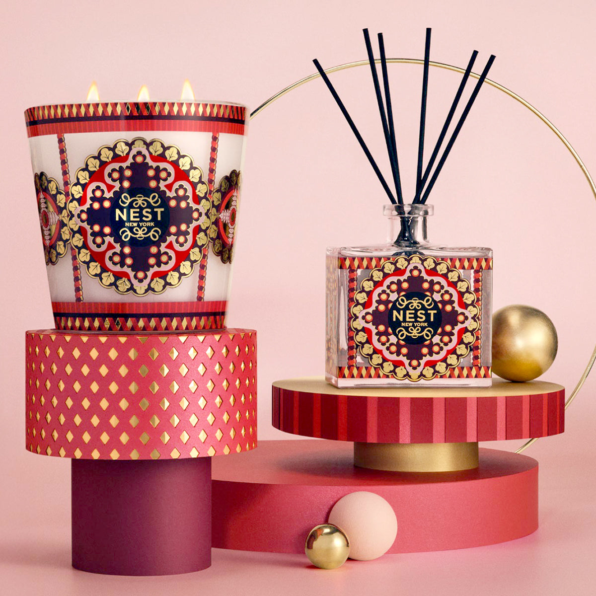 Nest Fragrances Pierre Marie Holiday Candle & Reed Diffuser 2PC Seasonal Gift Set